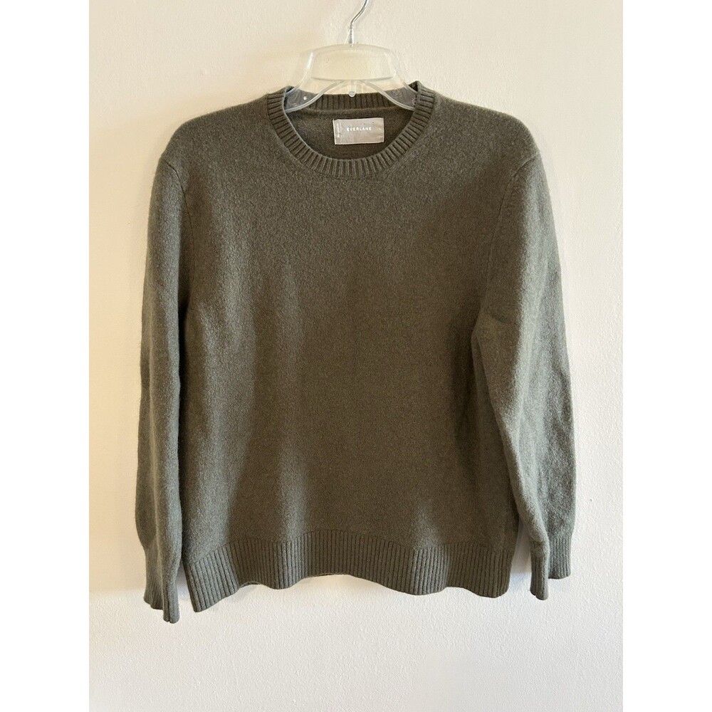 Everlane 100% Wool Men's Crewneck Sweater Olive Green Cozy Size L
